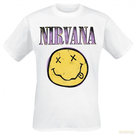 Nirvana: Unisex T-Shirt: Xerox Happy Face Pink (White) (Small)
