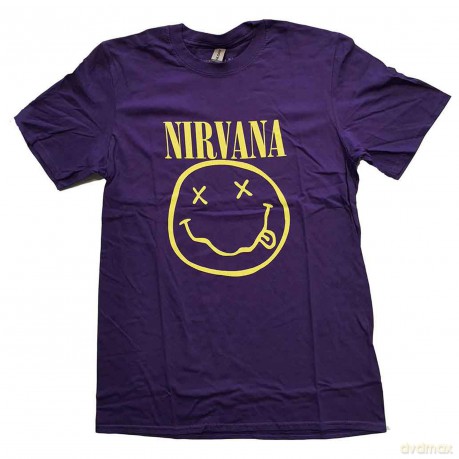 Nirvana: Unisex T-Shirt: Yellow Happy Face (Purple) (XX-Large)