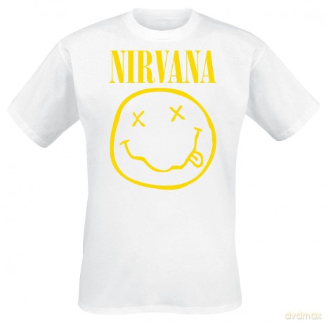 T: Nirvana Unisex T-Shirt: Yellow Happy Face (White) (Small)