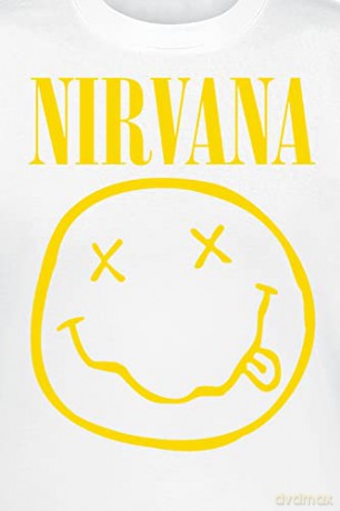 T: Nirvana Unisex T-Shirt: Yellow Happy Face (White) (Small)