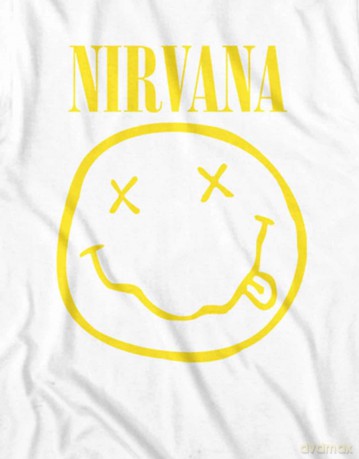 Nirvana: Unisex T-Shirt: Yellow Happy Face (White) (XX-Large)