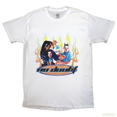 No Doubt: Unisex T-Shirt: Flames (White) (X-Large)