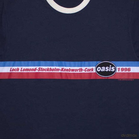Oasis: Unisex Ringer T-Shirt: 1996 Tour Horizontal Stripes (Navy Blue) (Medium)