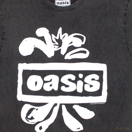Oasis: Unisex Stone Wash T-Shirt: Logo Splat (Charcoal Grey) (Medium)