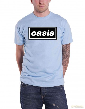 Oasis: Unisex T-Shirt: Decca Logo (Light Blue) (Medium)