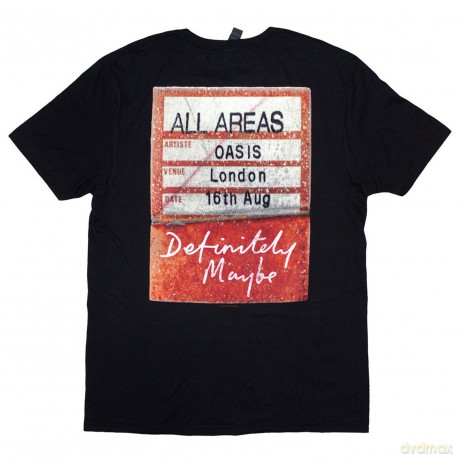 Oasis: Unisex T-Shirt: Definitely Maybe AAA Pass (Black) (Back Print) (Large)