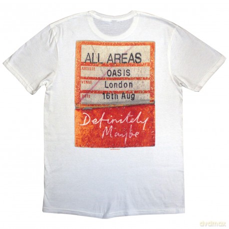 Oasis: Unisex T-Shirt: Definitely Maybe AAA Pass (White) (Back Print) (Medium)