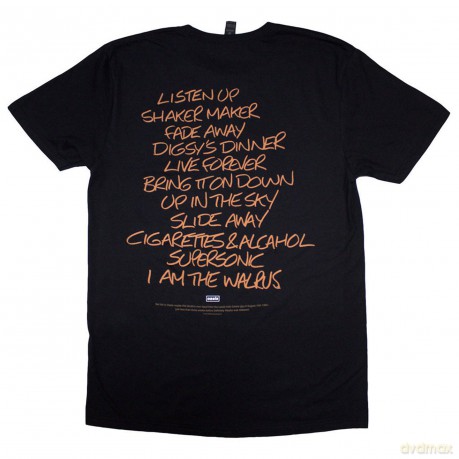 Oasis: Unisex T-Shirt: Definitely Maybe AAA Setlist (Black) (Back Print) (XX-Large)