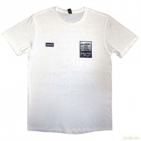 Oasis: Unisex T-Shirt: Definitely Maybe AAA Setlist (White) (Back Print) (Small)