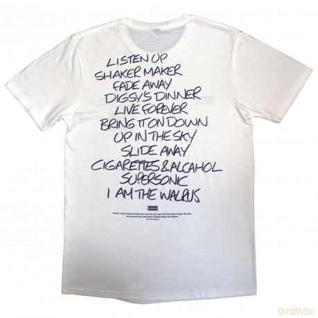 Oasis: Unisex T-Shirt: Definitely Maybe AAA Setlist (White) (Back Print) (Small)