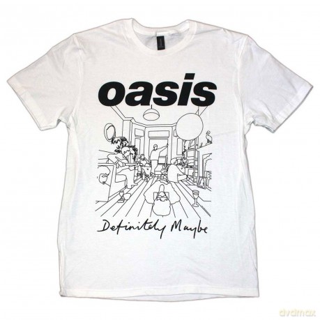 Oasis: Unisex T-Shirt: Definitely Maybe Line Drawing (White) (Small)