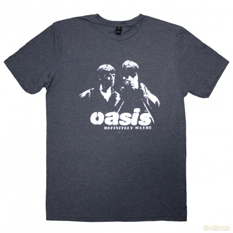 Oasis: Unisex T-Shirt: Definitely Maybe Photo Stencil (Navy Blue) (Medium)