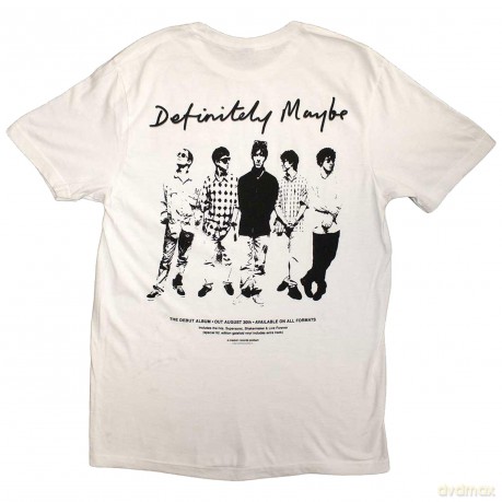 Oasis: Unisex T-Shirt: Definitely Maybe Promo (White) (Back Print) (Medium)