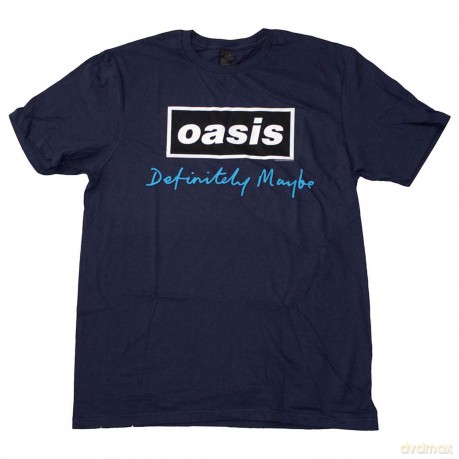 Oasis: Unisex T-Shirt: Definitely Maybe Text Logo (Navy Blue) (Medium)