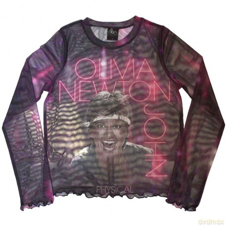 Olivia Newton-John: Ladies Long Sleeve Crop Top: Physical (Purple) (Mesh) (Small)