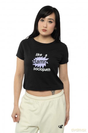 Olivia Rodrigo: Ladies Crop Top: Like A Damn Sociopath (Black) (Ex-Tour) (Large)