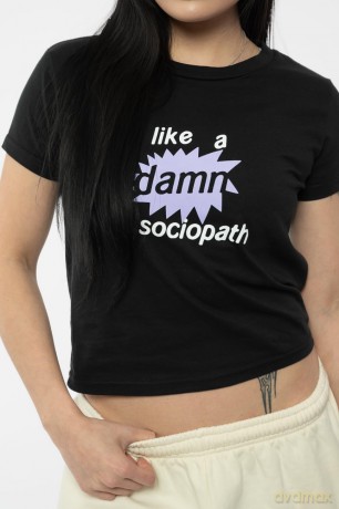 Olivia Rodrigo: Ladies Crop Top: Like A Damn Sociopath (Black) (Ex-Tour) (Large)