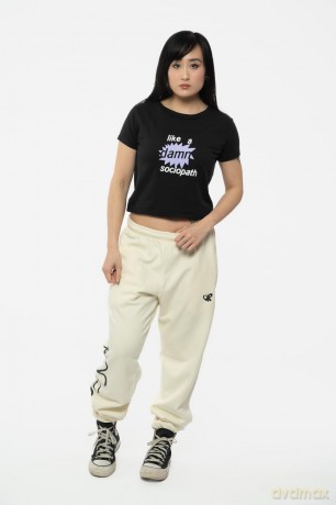 Olivia Rodrigo: Ladies Crop Top: Like A Damn Sociopath (Black) (Ex-Tour) (Large)