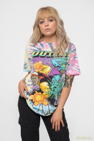 Outkast: Unisex T-Shirt: Superheroes (White) (Wash Collection) (Large)