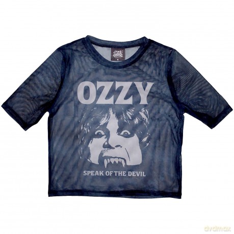 Ozzy Osbourne: Ladies Crop Top: Speak Of The Devil (Navy Blue) (Mesh) (X-Small)