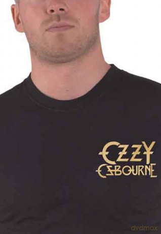 Ozzy Osbourne: Unisex T-Shirt: Patient No. 9 Gold Logo (Black) (Back Print) (Medium)