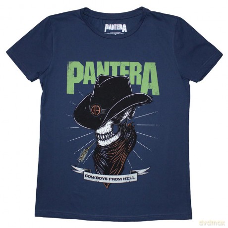 Pantera: Ladies T-Shirt: Skeleton Cowboy (Denim Blue) (Small)