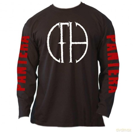 Pantera: Unisex Long Sleeve T-Shirt: Frayed Logo (Black) (Sleeve Print) (Medium)