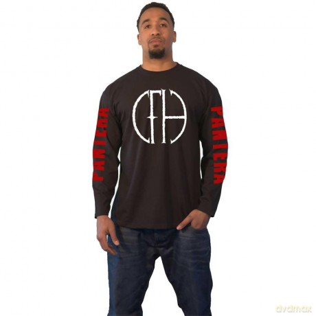 Pantera: Unisex Long Sleeve T-Shirt: Frayed Logo (Black) (Sleeve Print) (Small)