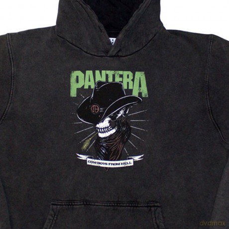 Pantera: Unisex Stone Wash Pullover Hoodie: Skeleton Cowboy (Charcoal Grey) (Large)