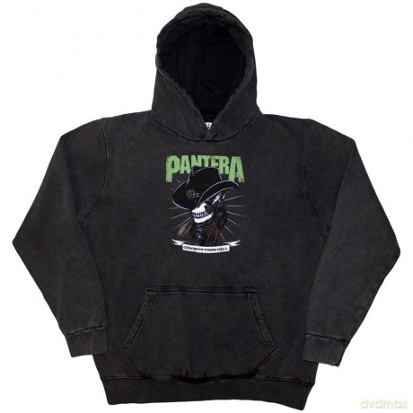Pantera: Unisex Stone Wash Pullover Hoodie: Skeleton Cowboy (Charcoal Grey) (Medium)