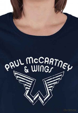 Paul Mccartney: Paul McCartney Ladies T-Shirt: Wings Logo (Navy Blue) (Small)