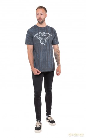 Paul Mccartney: Paul McCartney Unisex T-Shirt: Logo (Blue) (Wash Collection) (Small)