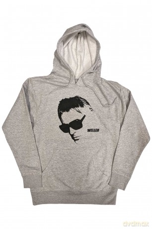 Paul Weller: Unisex Pullover Hoodie: Glasses Pic (Grey) (Medium)