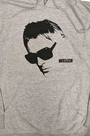Paul Weller: Unisex Pullover Hoodie: Glasses Pic (Grey) (Medium)
