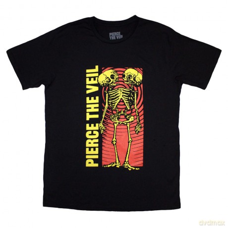 Pierce The Veil: Unisex T-Shirt: Wavy Skeleton (Black) (X-Large)
