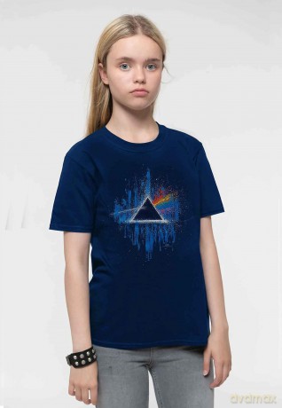 Pink Floyd: Kids T-Shirt: Dark Side of The Moon Blue Splatter (Navy Blue) (11-12 Years)