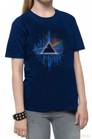 Pink Floyd: Kids T-Shirt: Dark Side of The Moon Blue Splatter (Navy Blue) (5-6 Years)