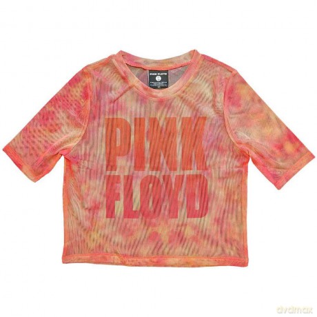 Pink Floyd: Ladies Crop Top: Stacked Logo (Pink) (Mesh) (XX-Small)