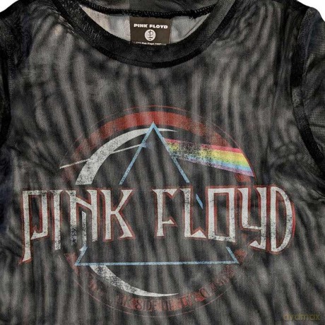Pink Floyd: Ladies Crop Top: Vintage Dark Side of the Moon Seal (Black) (Mesh) (Small)