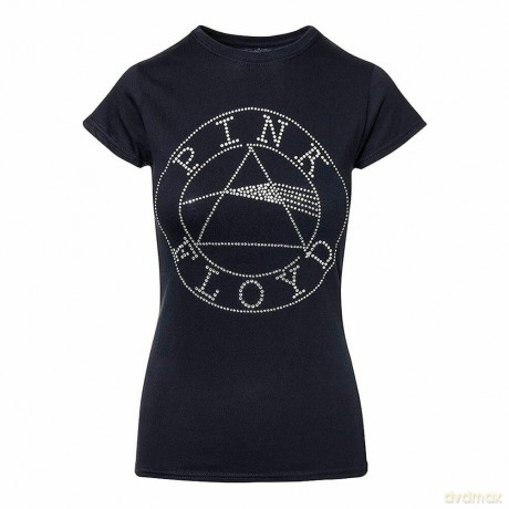Pink Floyd: Ladies Fashion Tee: Circle Logo with Rhinestone Application (Medium)