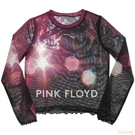 Pink Floyd: Ladies Long Sleeve Crop Top: Knebworth '90 (Black) (Mesh) (Medium)