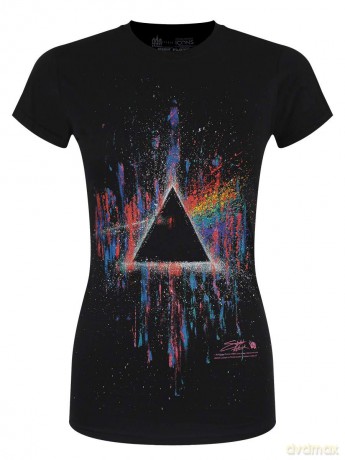 Pink Floyd: Ladies Tee: Dark Side of the Moon Pink Splatter (Small)