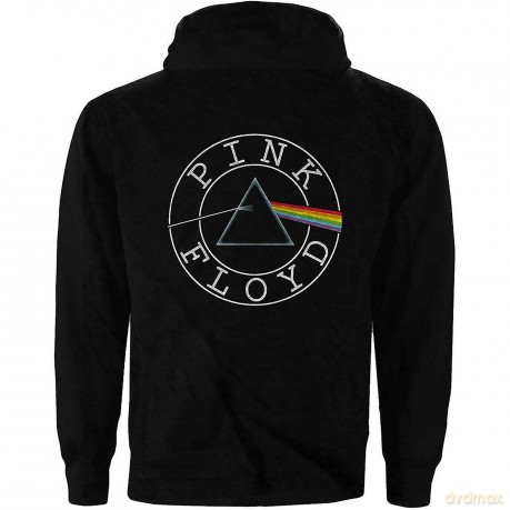 Pink Floyd: Ladies Zipped Hoodie: Circle Logo (Black) (Back Print) (X-Large)