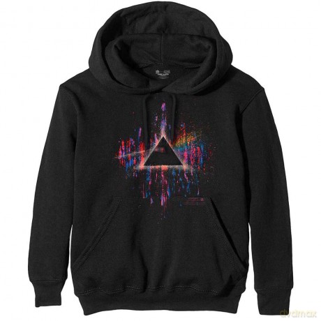 Pink Floyd: Men's Pullover Hoodie: Dark Side of the Moon Pink Splatter (Medium)