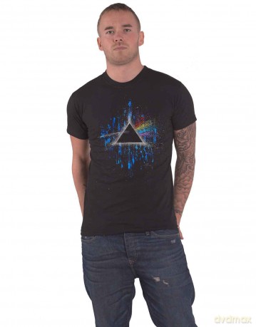 Pink Floyd: Men's Tee: Dark Side of the Moon Blue Splatter (Small)