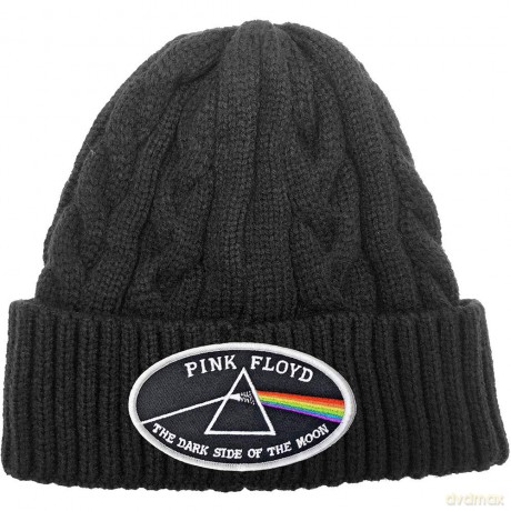 Pink Floyd: Unisex Beanie Hat: The Dark Side of the Moon White Border (Black) (Cable Knit)