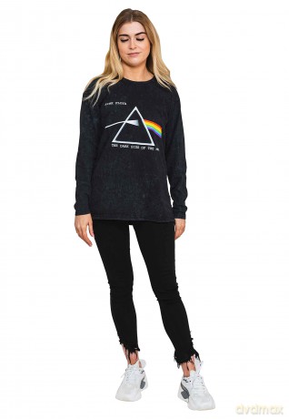 Pink Floyd: Unisex Long Sleeve T-Shirt: Dark Side Of The Moon Courier (Black) (Wash Collection) (Large)