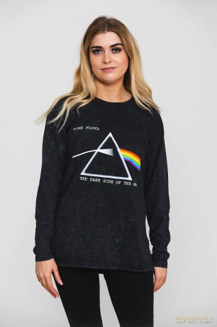 Pink Floyd: Unisex Long Sleeve T-Shirt: Dark Side Of The Moon Courier (Black) (Wash Collection) (Large)