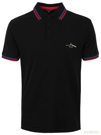 Pink Floyd: Unisex Polo Shirt: Dark Side of the Moon Prism (Black) (Medium)