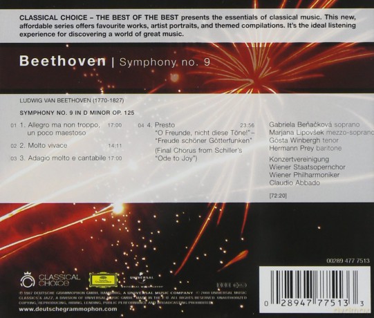 Beethoven: Classical Choice: Beethoven Symphony 9 [CD]